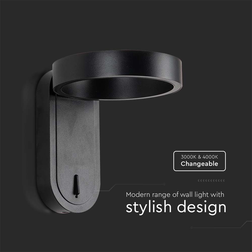 5W LED Wall Light 3000K+4000K Black Body IP65