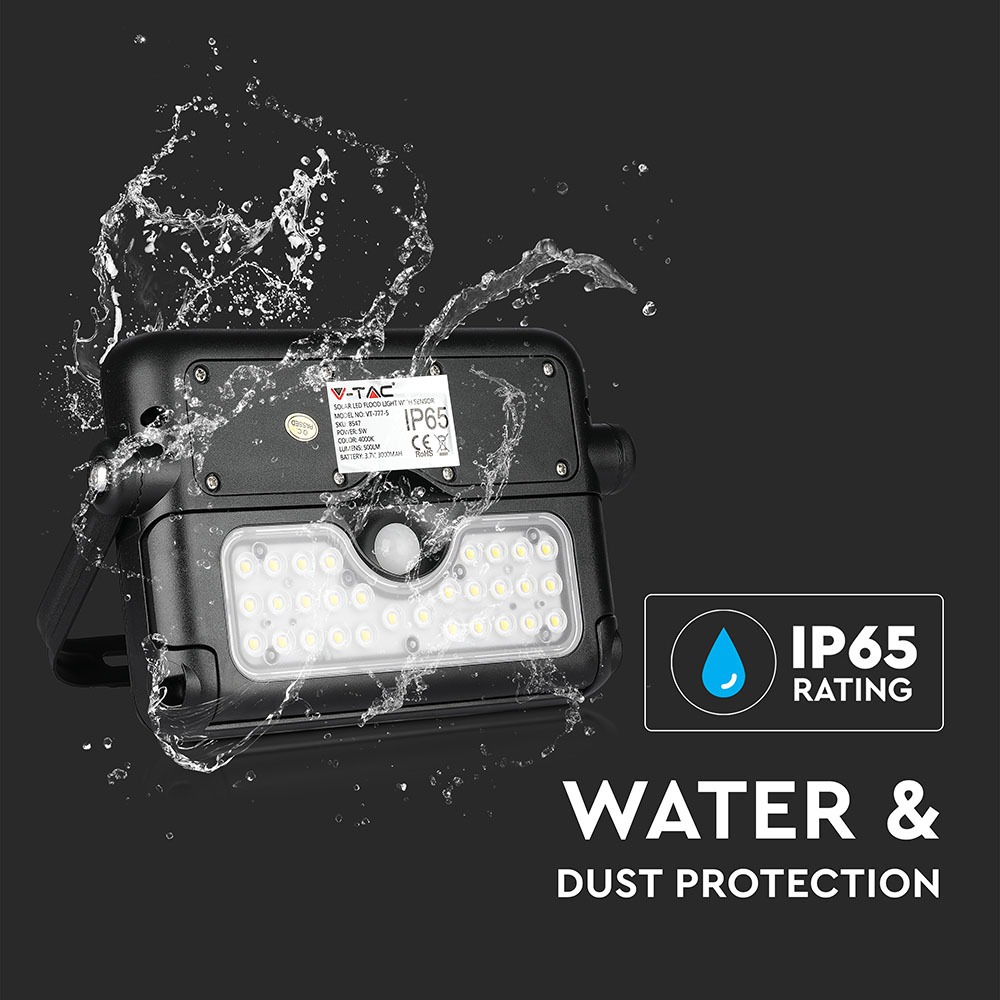 5W LED Lampada Solare Corpo Nero 4000K