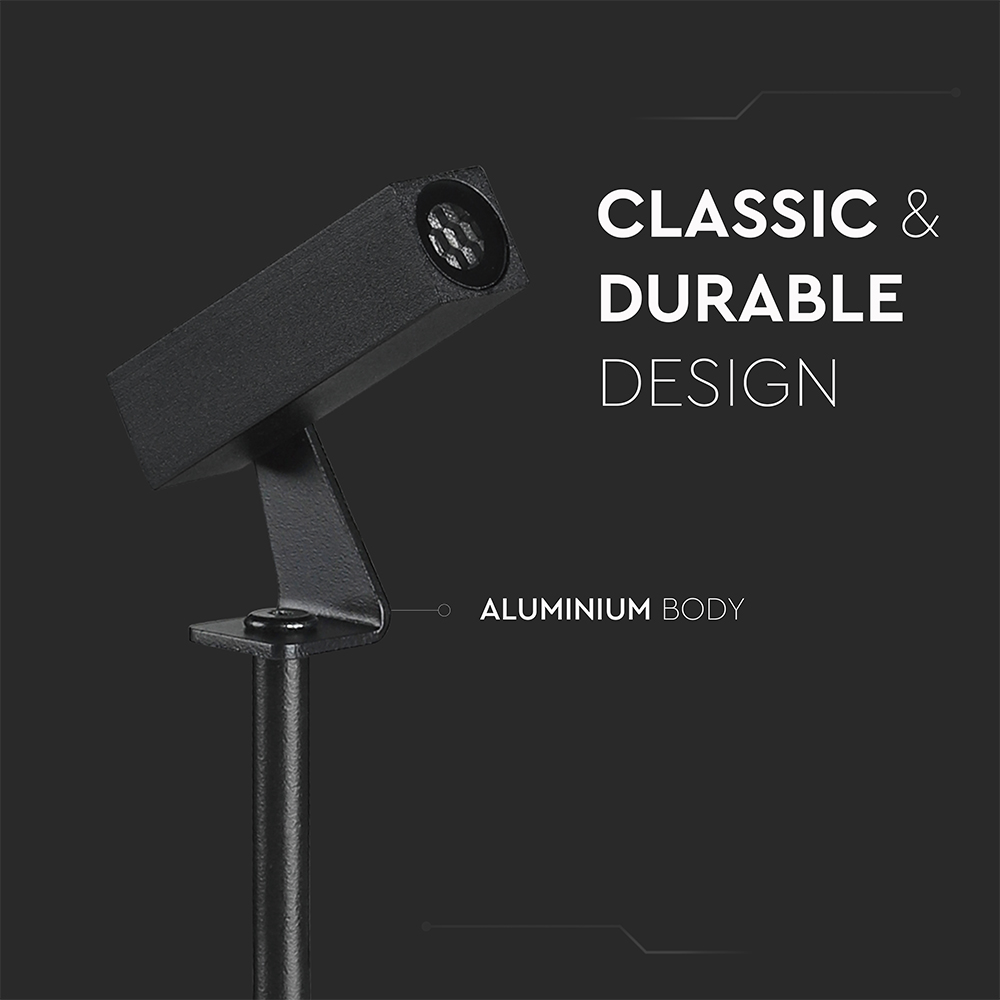2W LED Spike Aluminum4000K Black Body IP65 Square img 2