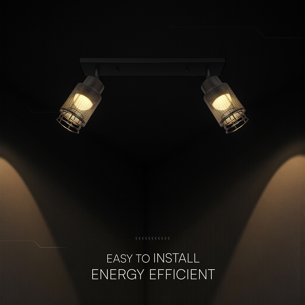 2X6W LED Decorative Ceiling Lamp (L400*W70*H30mm) 3000K Matt Black Body