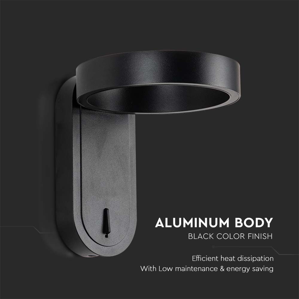 5W LED Wall Light 3000K+4000K Black Body IP65 img 2