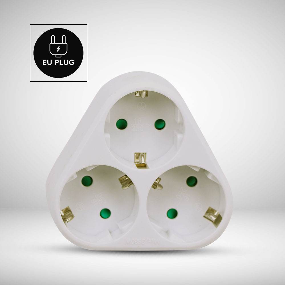3 Ways Adapter Earthing Contact 10/16A 250VWhite img 1