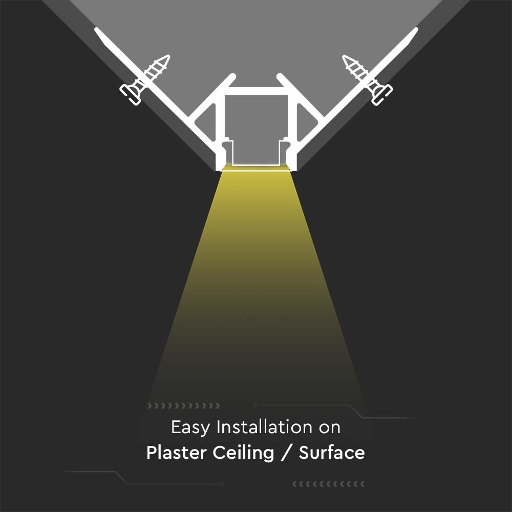 Kit di montaggio per strisce LED in alluminio con diffusore Opaco esterno 2000mm