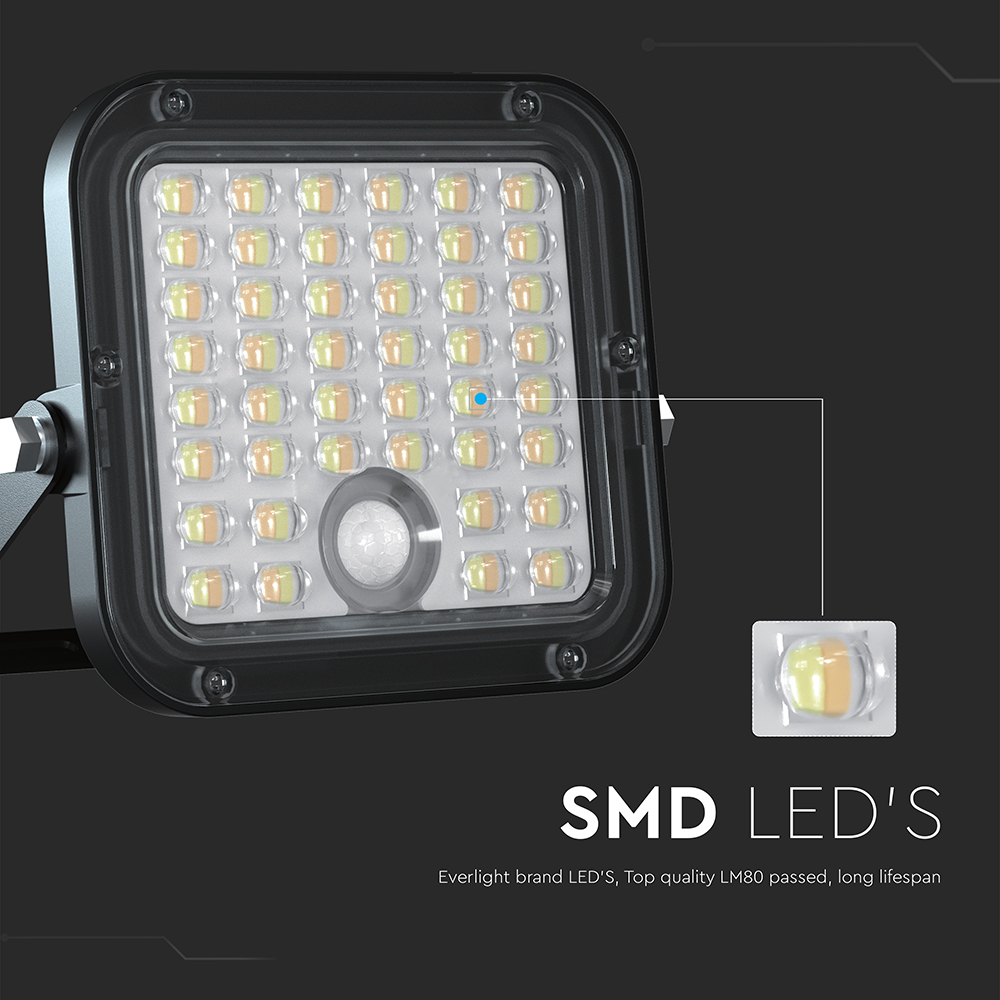 10W LED Solar Faro LiFePo Battery 3.7V Black CCT 4000K6000K