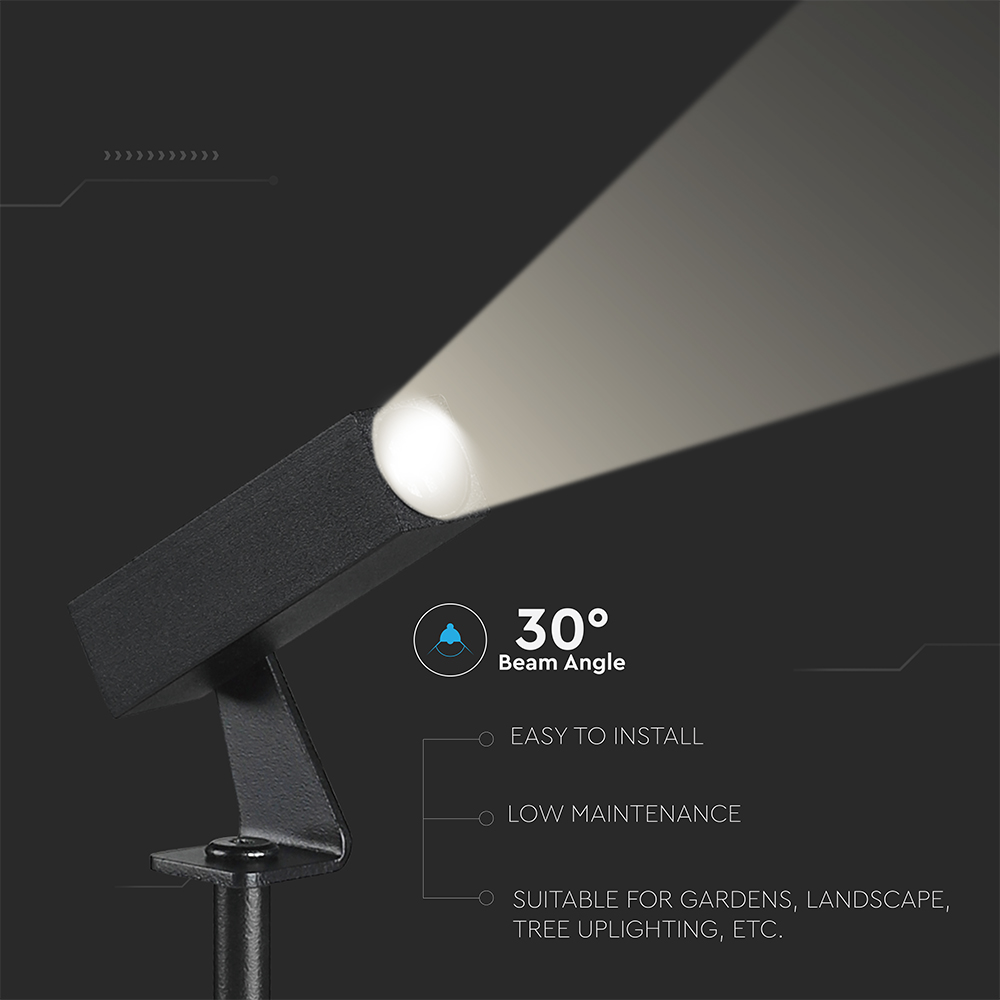 2W LED Spike Aluminum4000K Black Body IP65 Square img 3