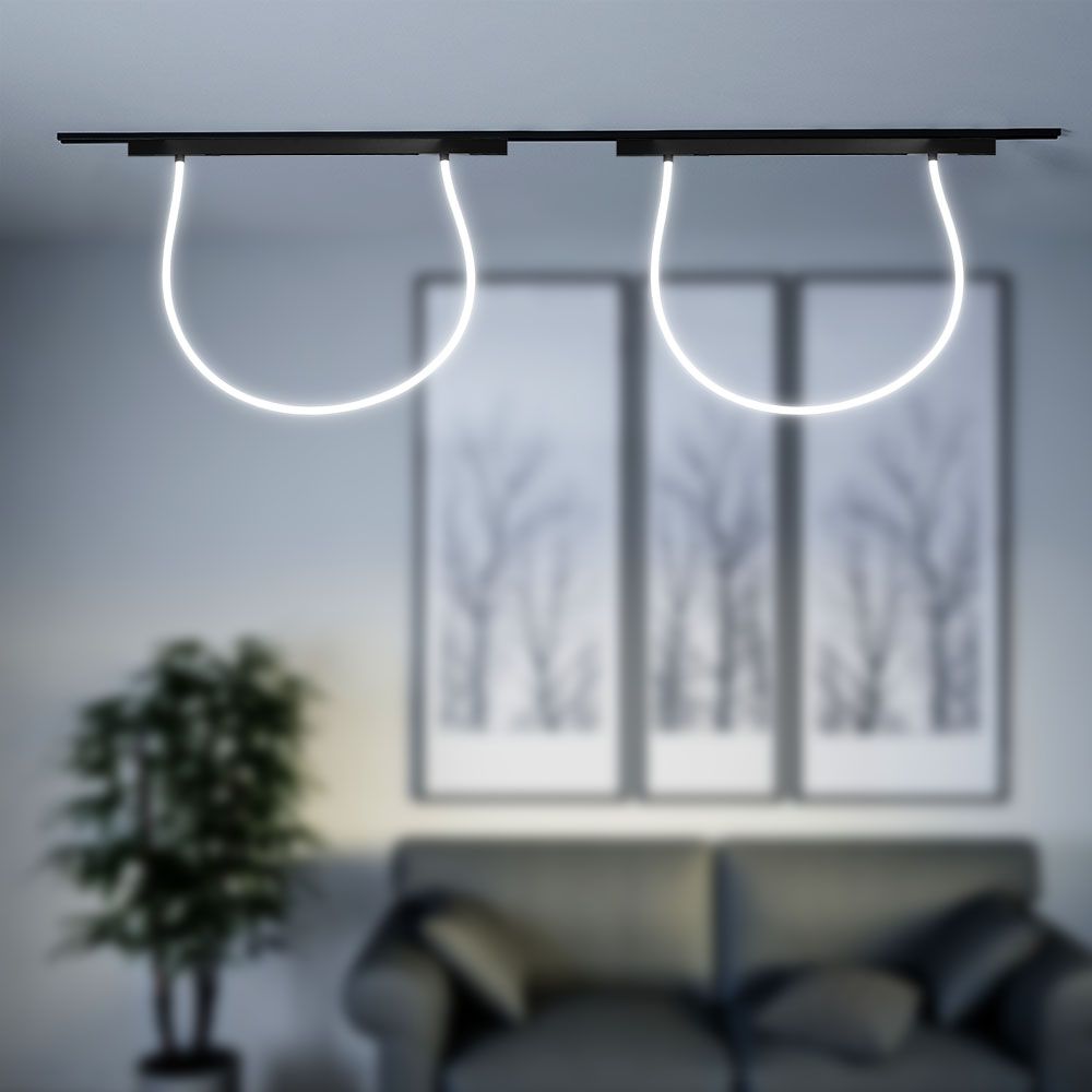 24W LED Magnetic Track Light Flexible Tube  2M CCT: 4000K Dimmable Black Body