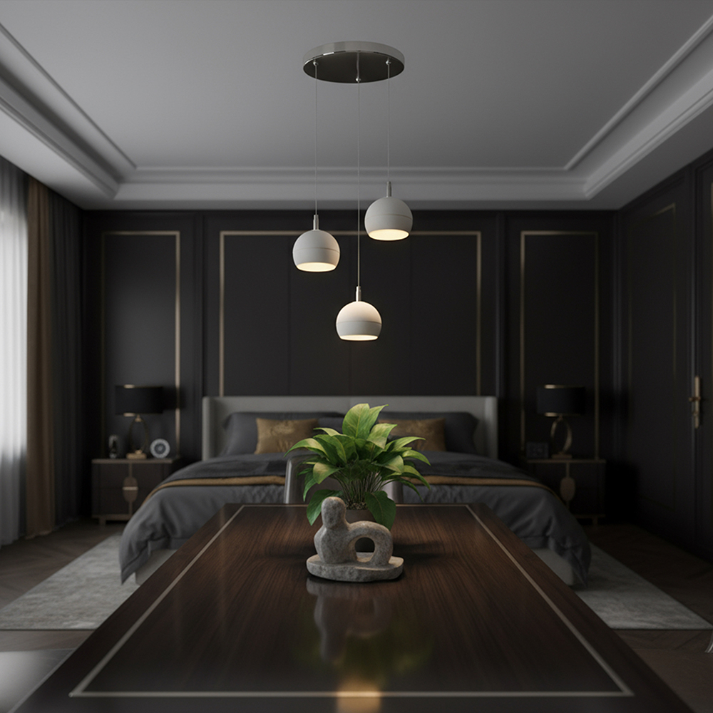 3X10W LED Decorative Hanging Lamp (D250*H30mm) 3000K Brushed Nickel+White img 1