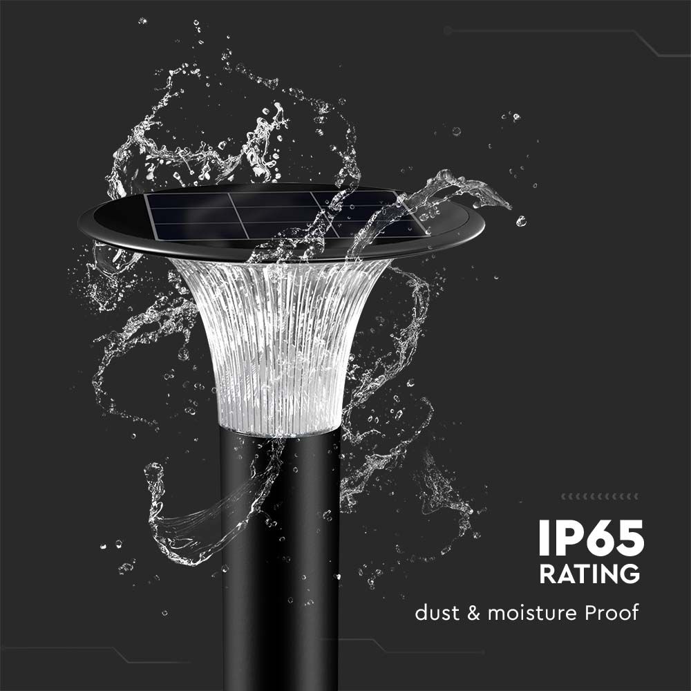 Lampada LED Solari 15W da Terra con Palo e Batteria LiFePO4 3.2V Colore Nero CCT: 6000K+4000K IP65 img 6