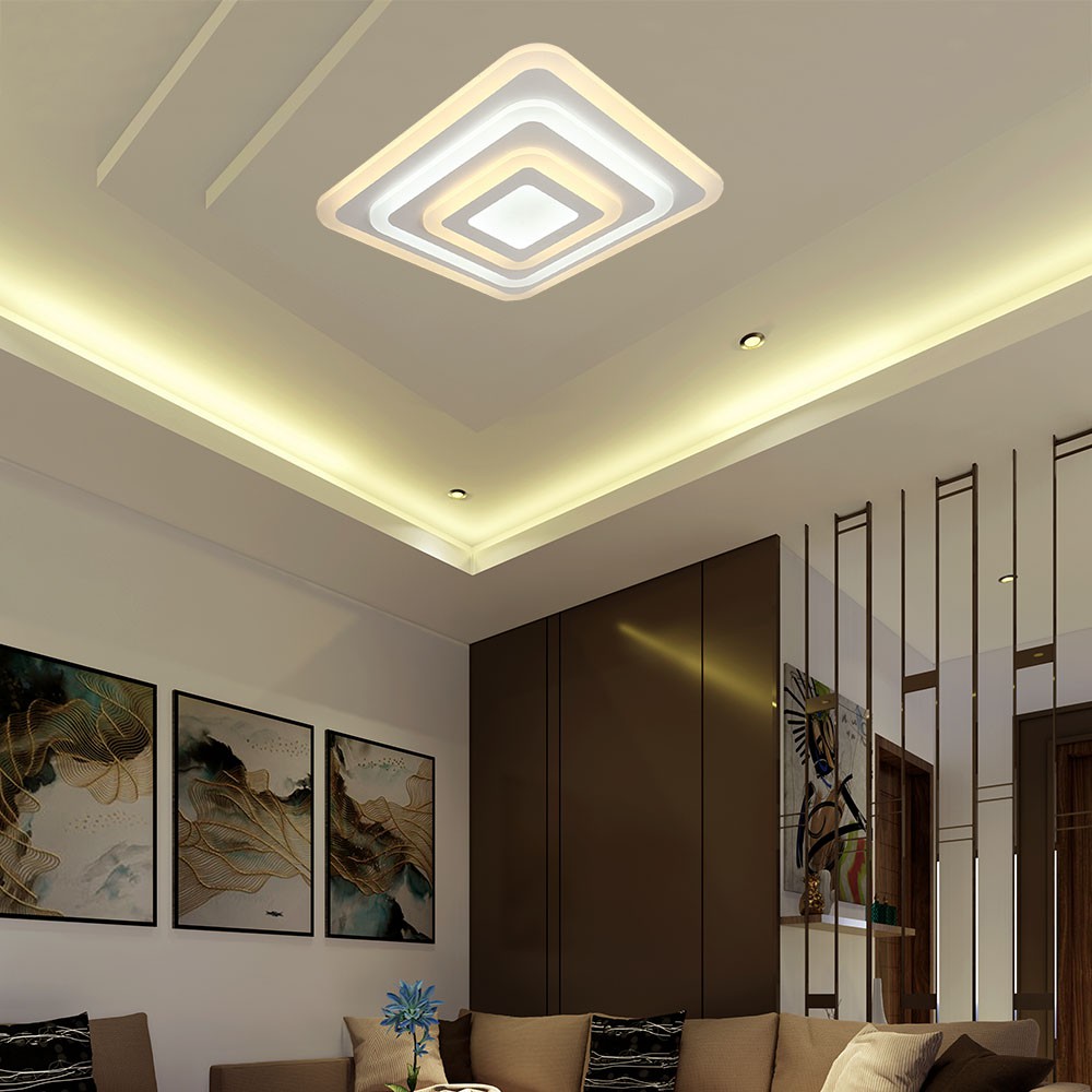 82W LED Ceiling Lamp 3 Step Dimmable With Remote Control White Body IP20
