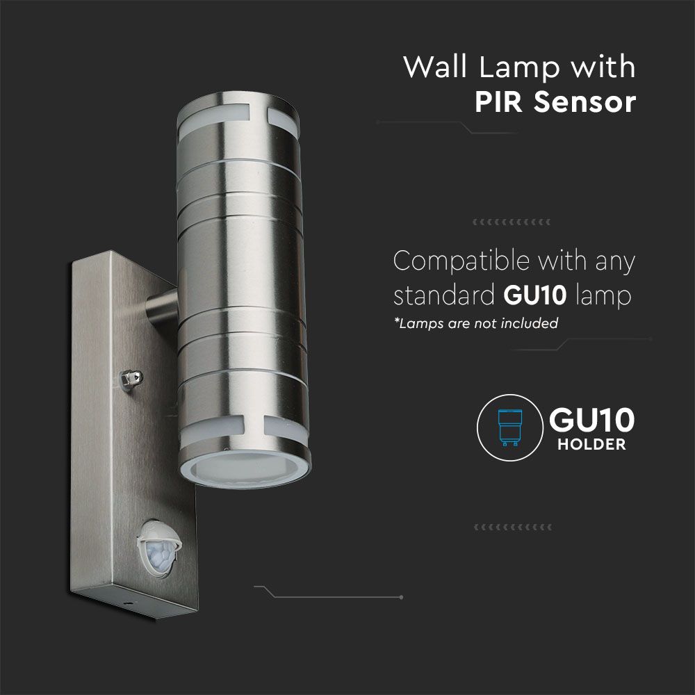 Wall Fitting Gu10 Steel Body Sensor  2 Way IP44 img 1