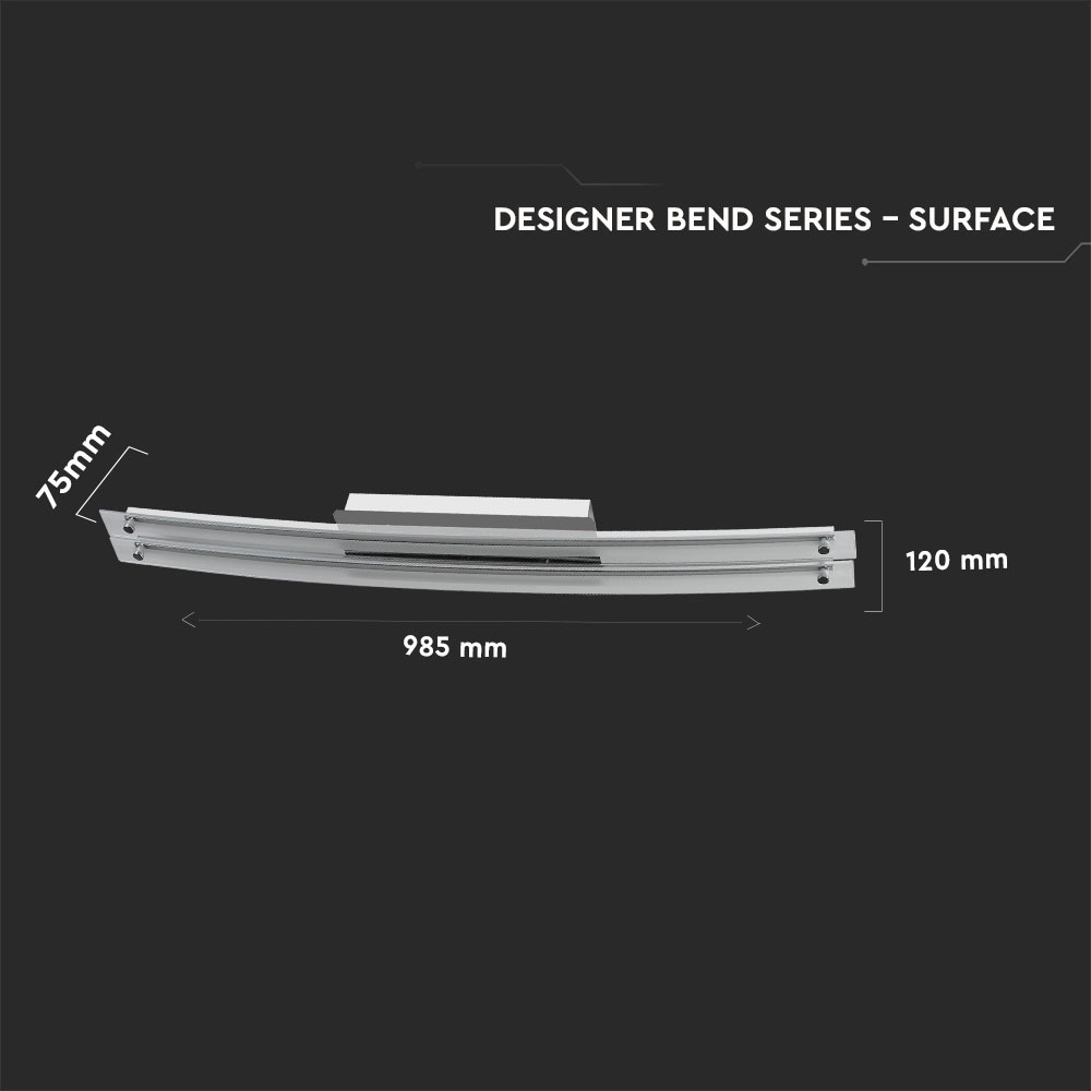 36W LED Vetro Lampada Doppio soffitto Superficie Cromo Bianco naturale