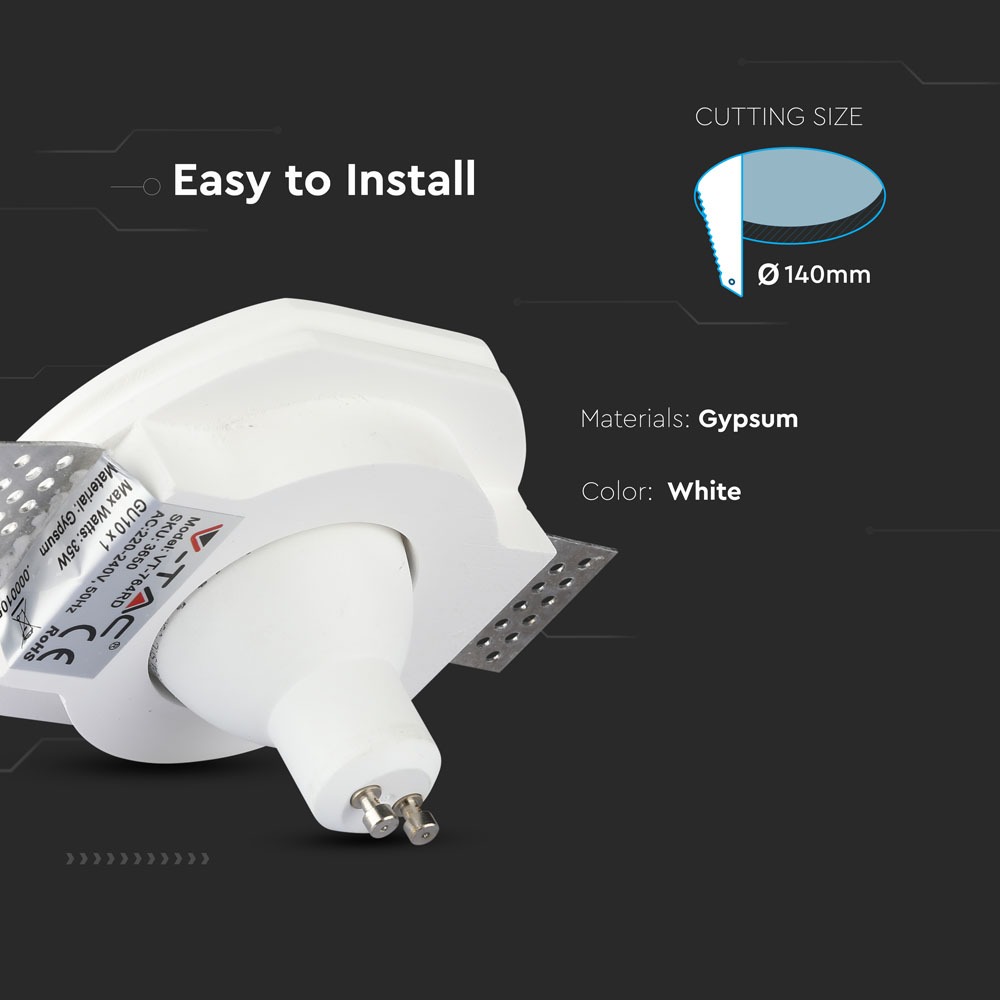 GU10 Corpo Rotondo Gesso Bianco  img 1