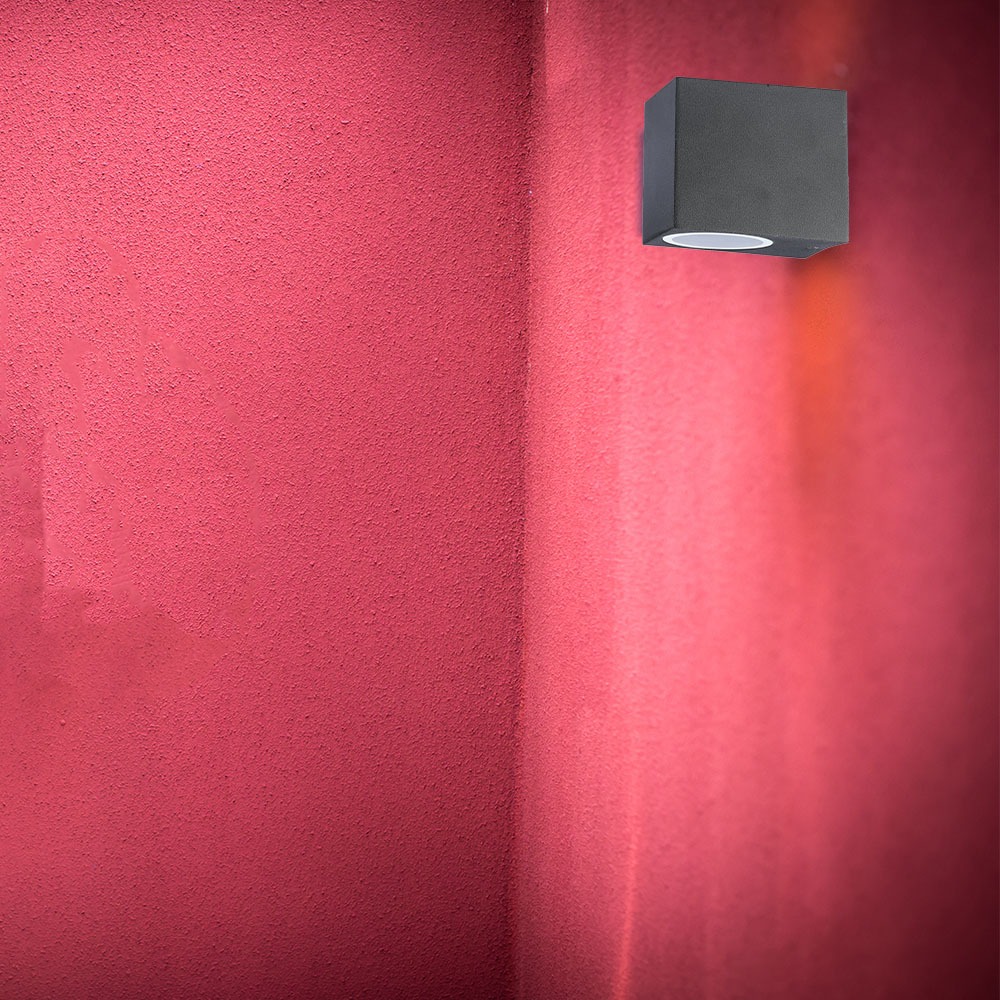 Portafaretto da Muro GU10 Alluminio Quadrato Nero a 1 Uscita