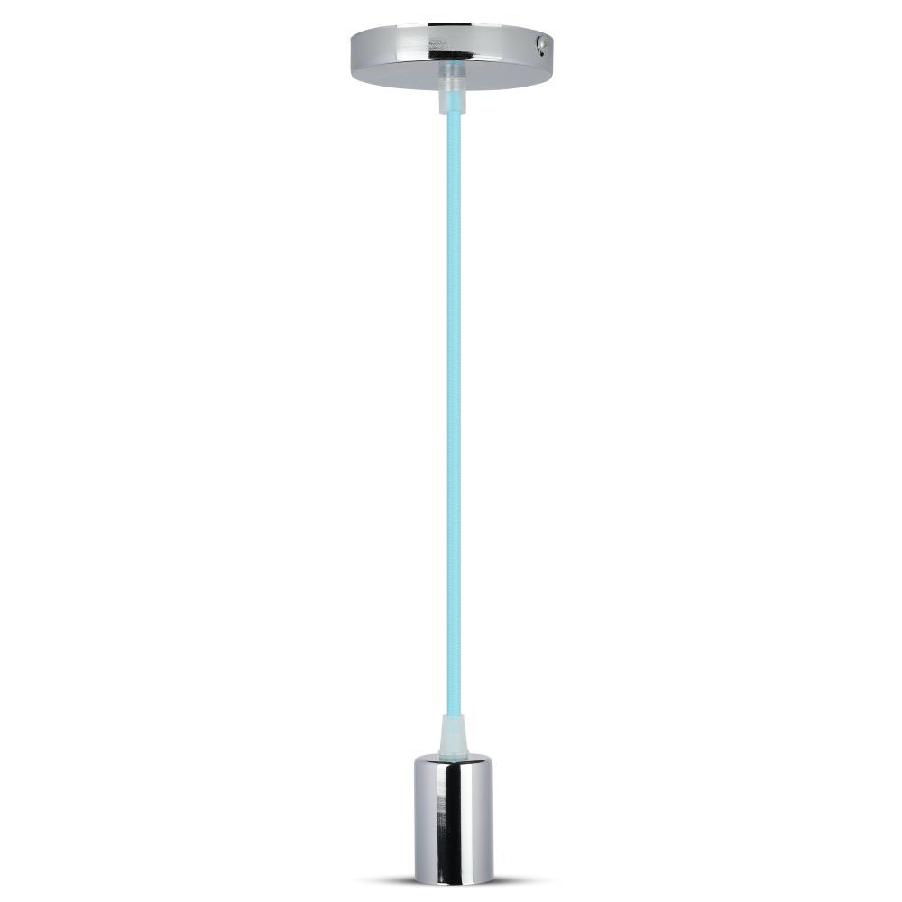 Lampadario con Portalampada Cromo Dome Blu Chiaro Cavo
