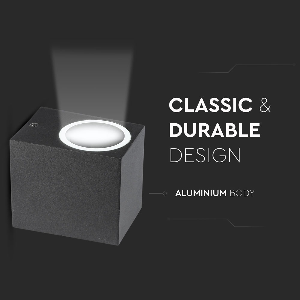 Portafaretto da Muro GU10 Alluminio Quadrato Nero a 1 Uscita img 2