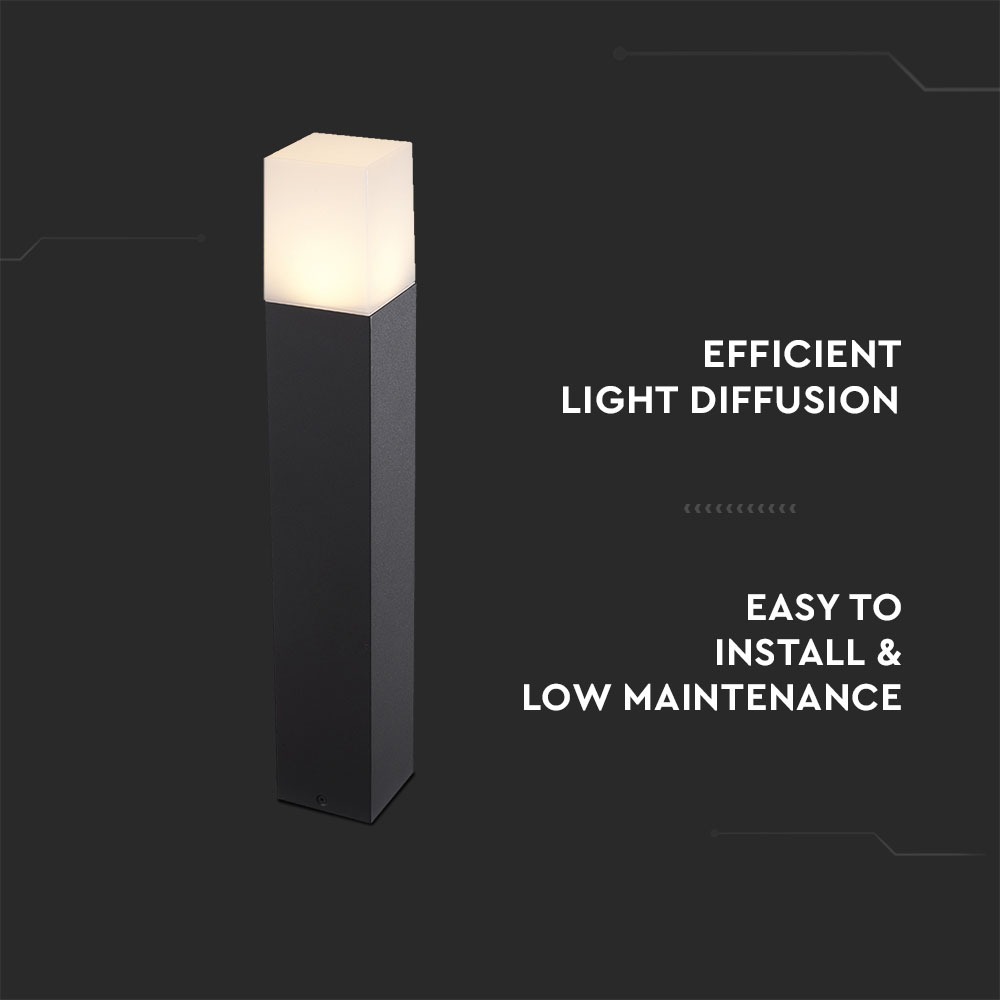 GU10 Garden Floor Lamp Corpo Nero in Alluminio Quadrato 80x80x500mm IP54 img 2