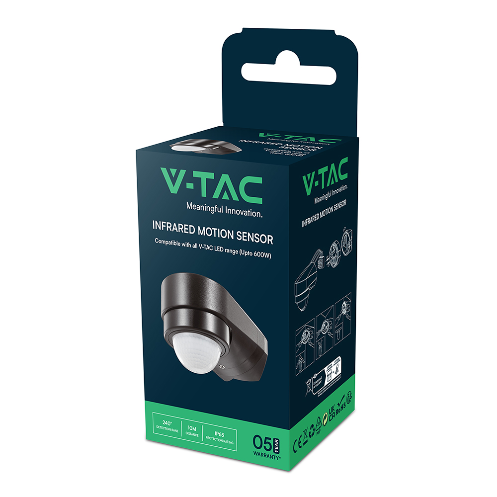 Sensore di movimento a infrarossi con corpo nero Corner 240gradi