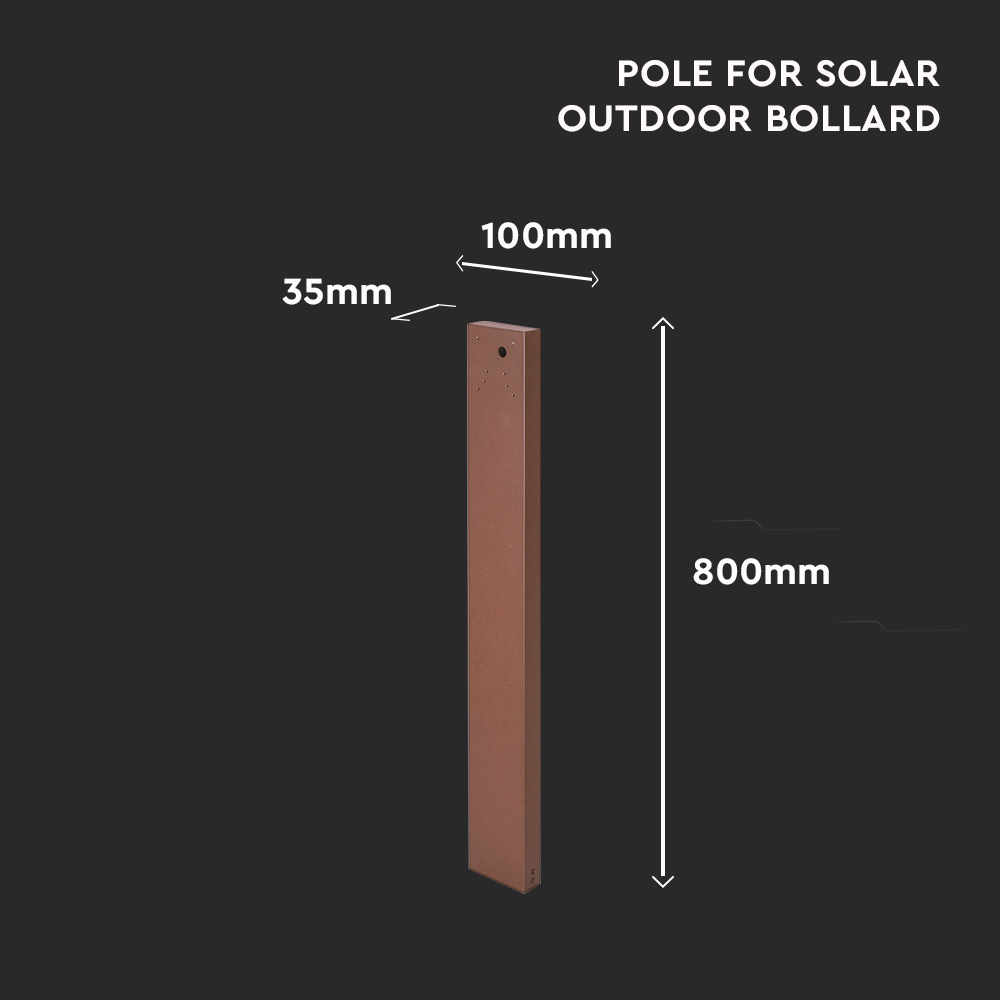 Pole For Solar Outdoor Bollard 100*35*800MM Corten Body