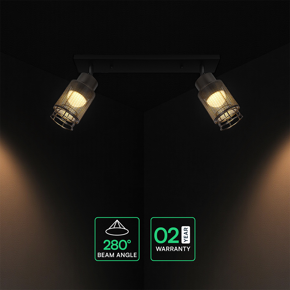 2X6W LED Decorative Ceiling Lamp (L400*W70*H30mm) 3000K Matt Black Body img 2