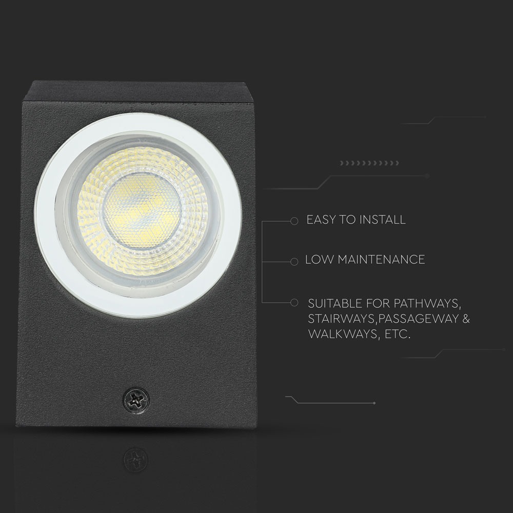 Portafaretto da Muro GU10 Alluminio Quadrato Nero a 1 Uscita img 3