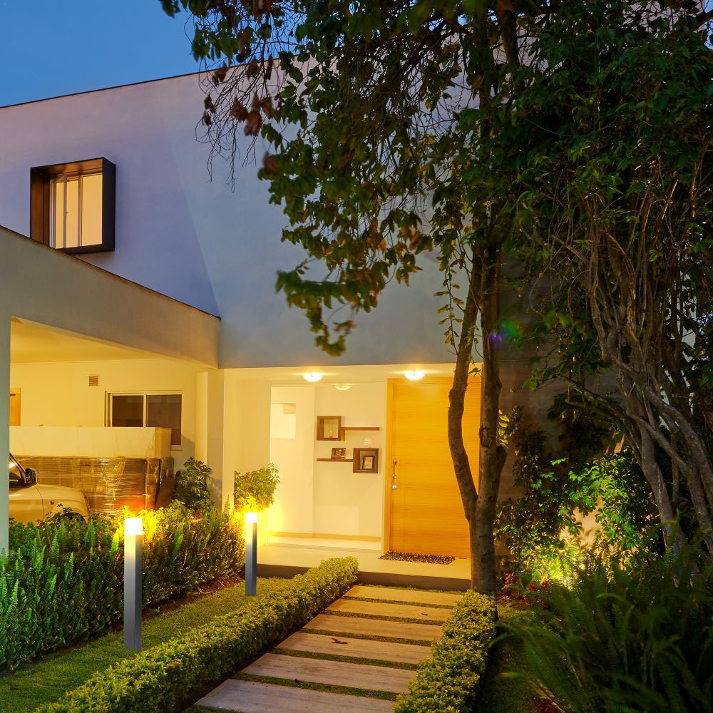 GU10 Garden Floor Lamp Corpo Nero in Alluminio Quadrato 80x80x800mm IP54