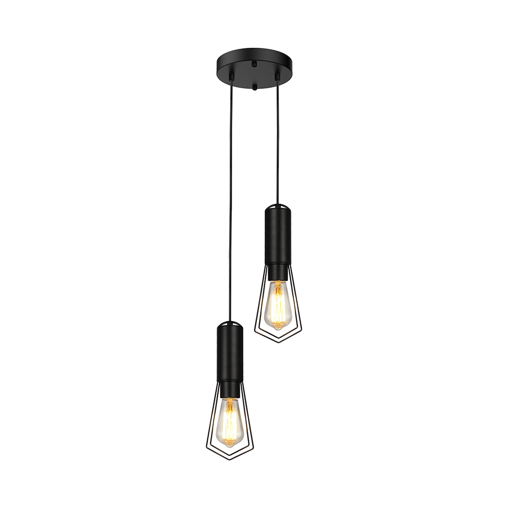 2XE27 Decorative Hanging Lamp (D200*H25mm) Matt Black