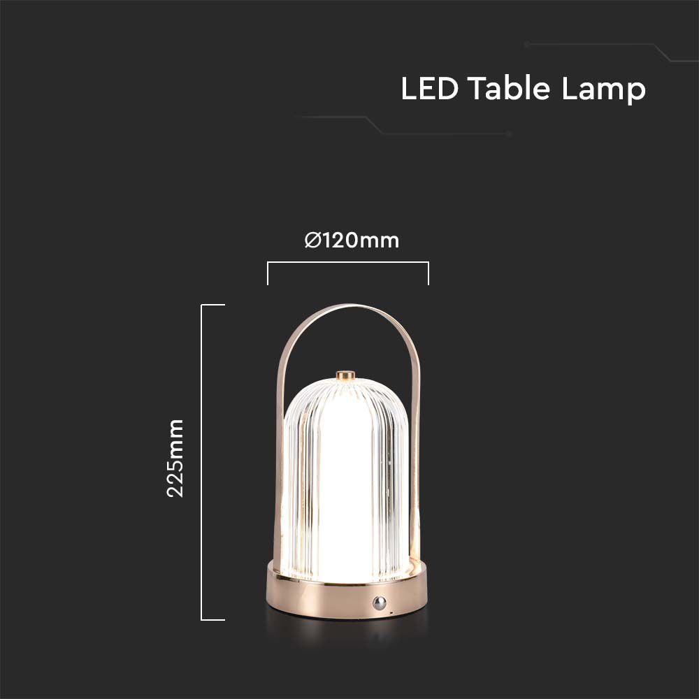 Lampada LED da Tavolo 1W 120X190 Colore Oro francese Ricaricabile con USB C Touch Dimmerabile 3in1