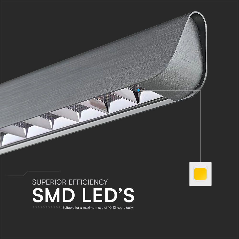 36W LED Linear Hanging Suspension Light Lens Type-CCT:3IN1 - Matte Grey