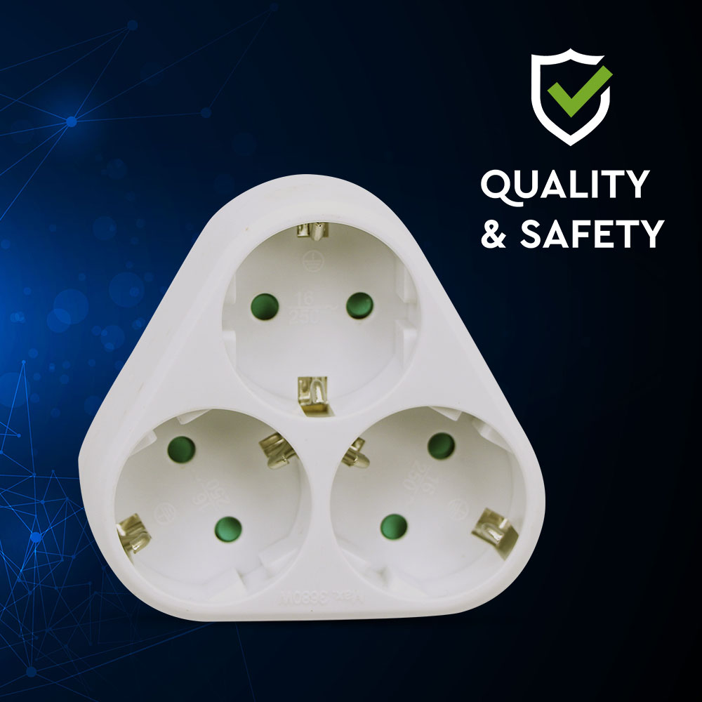 3 Ways Adapter Earthing Contact 10/16A 250VWhite img 3