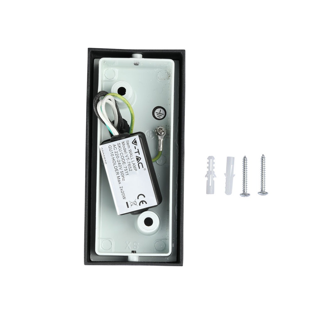 Portafaretto da Muro GU10 Alluminio Quadrato Nero a 2 Uscite  img 3