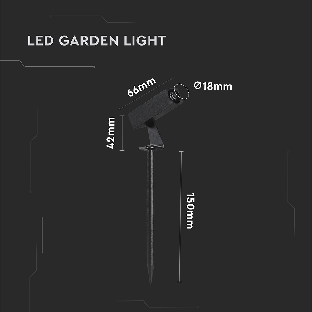 2W LED Spike Aluminum4000K Black Body IP65 Square
