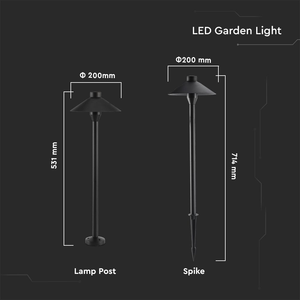Piantana LED da Giardino 7W Chip Samsung con Picchetto Colore Nero 4000K IP65