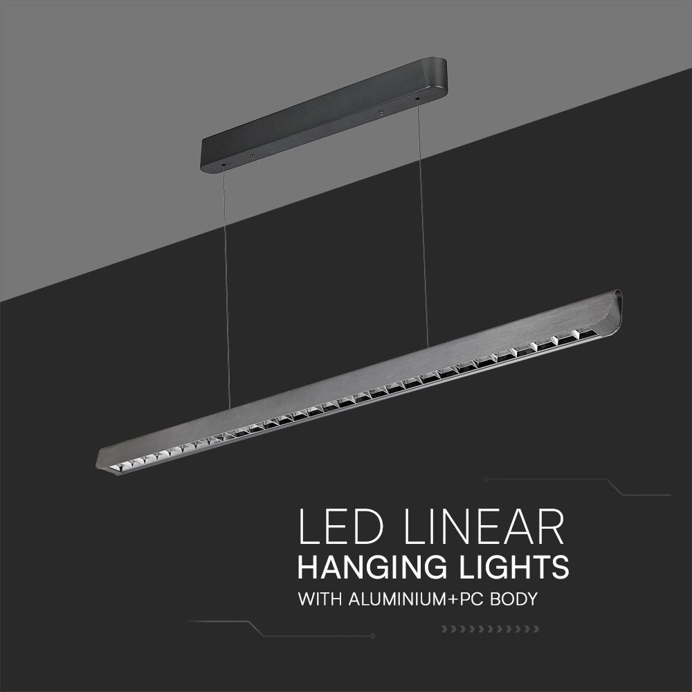 36W LED Linear Hanging Suspension Light Lens Type-CCT:3IN1 - Matte Grey img 2