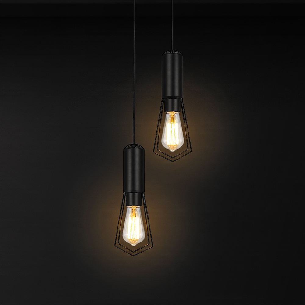 2XE27 Decorative Hanging Lamp (D200*H25mm) Matt Black img 1