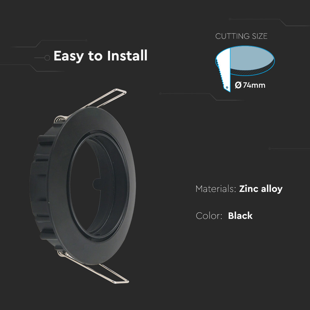 GU10 Fitting Round mobile nero img 1