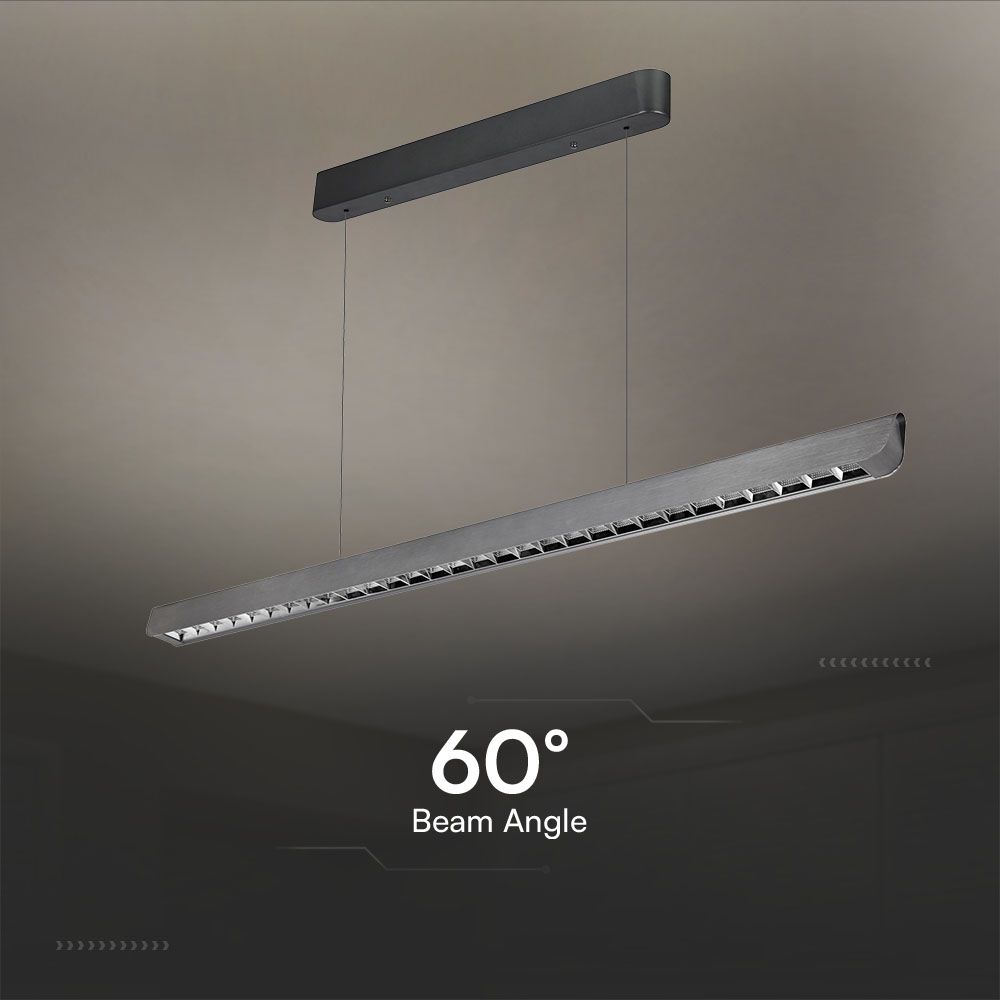 36W LED Linear Hanging Suspension Light Lens Type-CCT:3IN1 - Matte Grey img 3