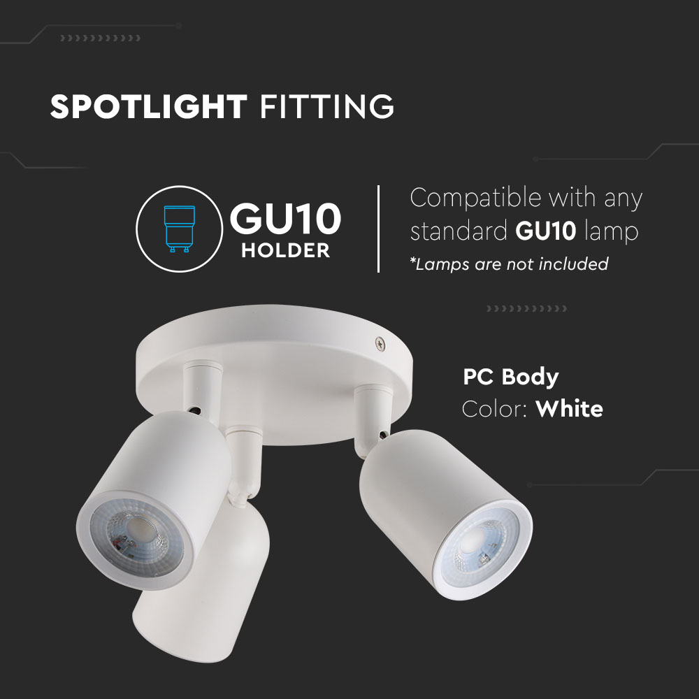 3 x GU10 Wall Fitting Bianco