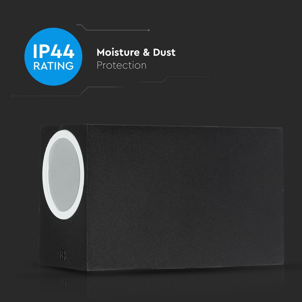 Portafaretto da Muro GU10 Alluminio Quadrato Nero a 2 Uscite  img 1