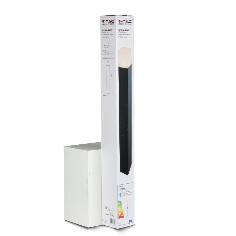 GU10 Garden Floor Lamp Corpo Nero in Alluminio Quadrato 80x80x800mm IP54