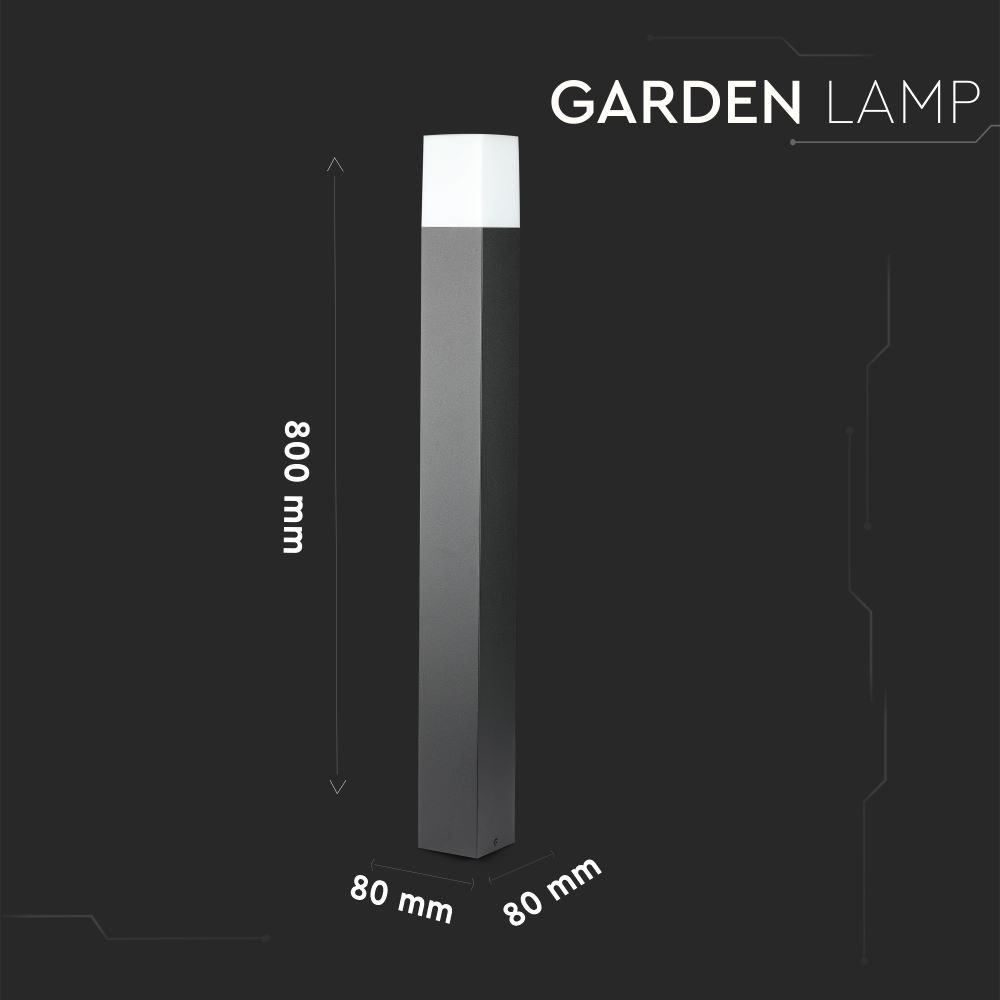 GU10 Garden Floor Lamp Corpo Nero in Alluminio Quadrato 80x80x800mm IP54