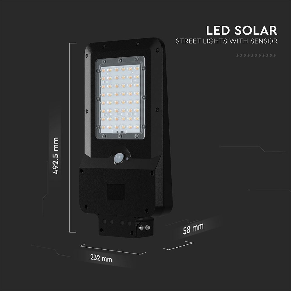 20W LED Solar Street Light 5400mAh CCT3IN1 Black Body