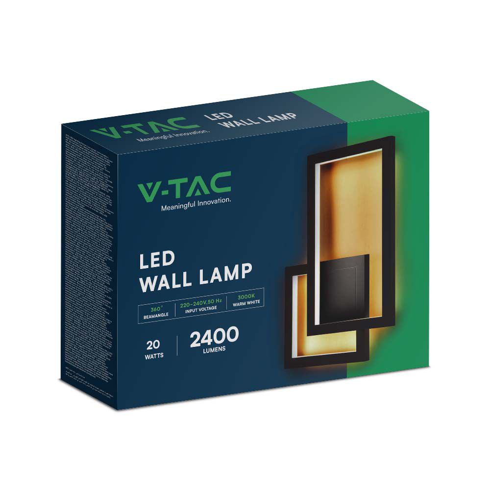 Lampada LED da Muro 20W Colore Nero 3000K IP20