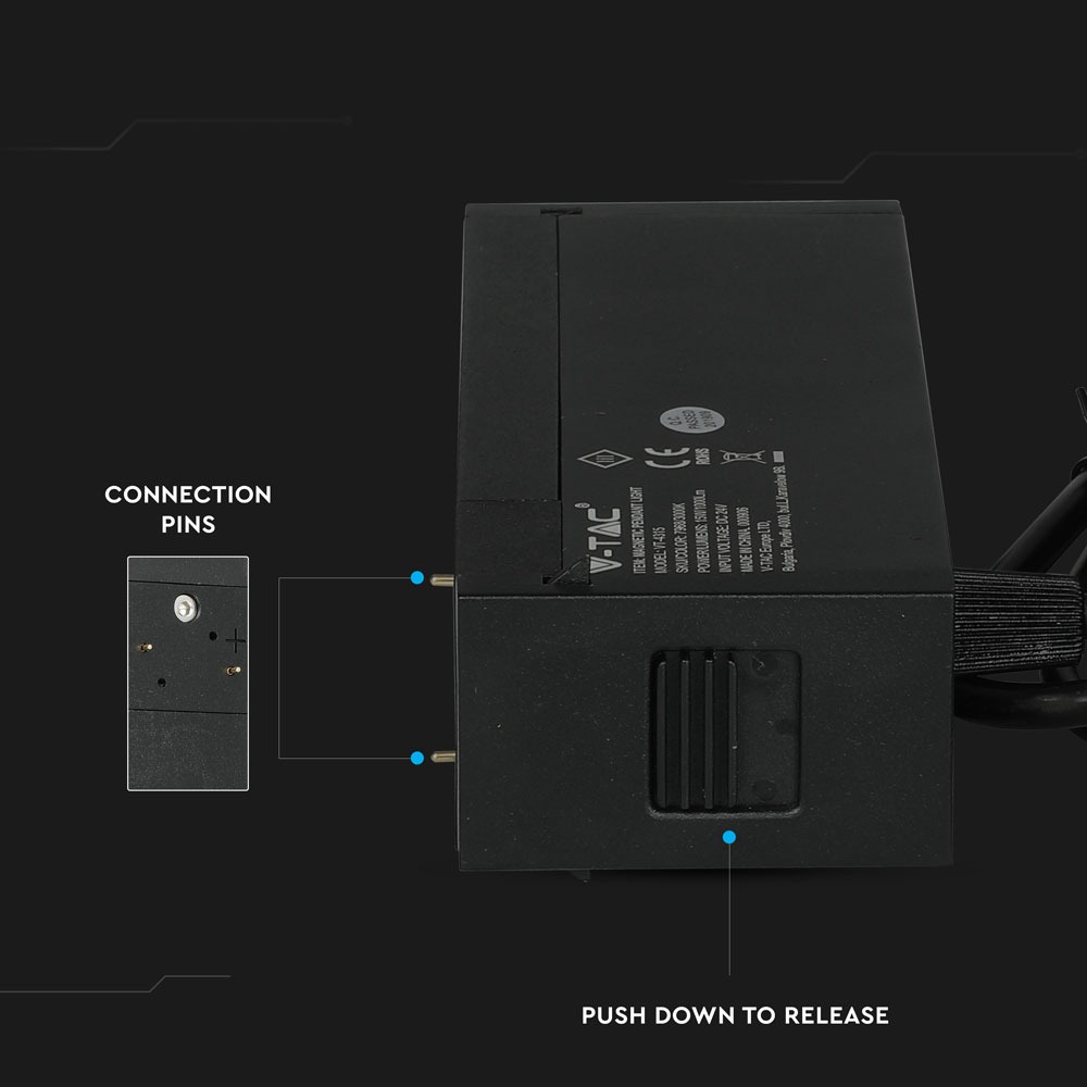 15W LED Luce a binario magnetico IP20 24V Nero 4000K img 2