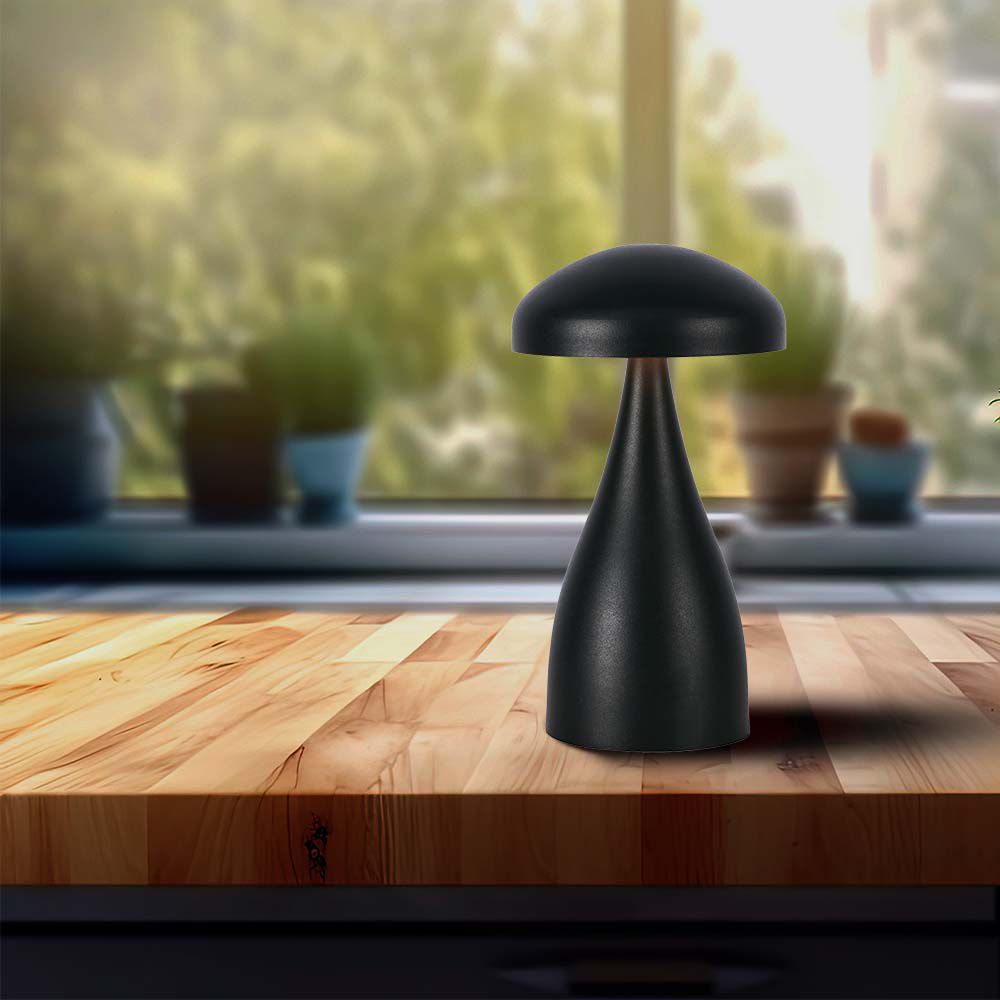 Lampada LED da Tavolo 1W con Batteria 800mAh Ricaricabile USB C Colore Nero in Metallo Touch Dimmerabile 3in1