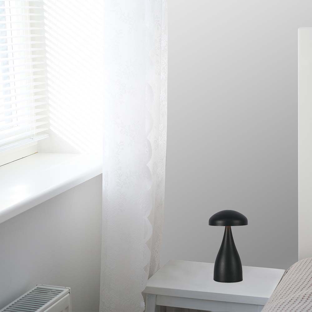 Lampada LED da Tavolo 1W con Batteria 800mAh Ricaricabile USB C Colore Nero in Metallo Touch Dimmerabile 3in1 img 1