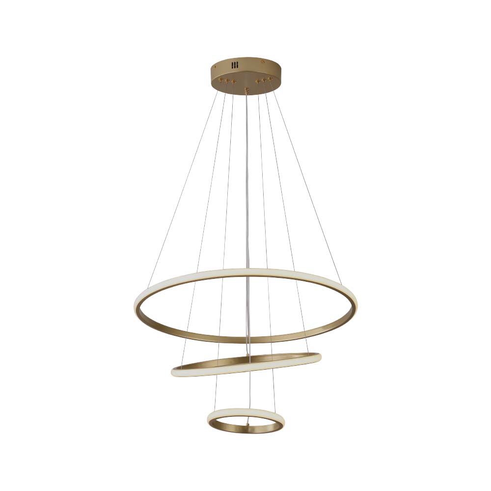 Lampadario LED a Sospensione con 3 Cerchi 32W in Metallo Colore Oro 60x40x20cm 3000K