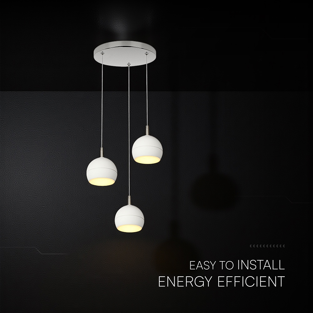 3X10W LED Decorative Hanging Lamp (D250*H30mm) 3000K Brushed Nickel+White