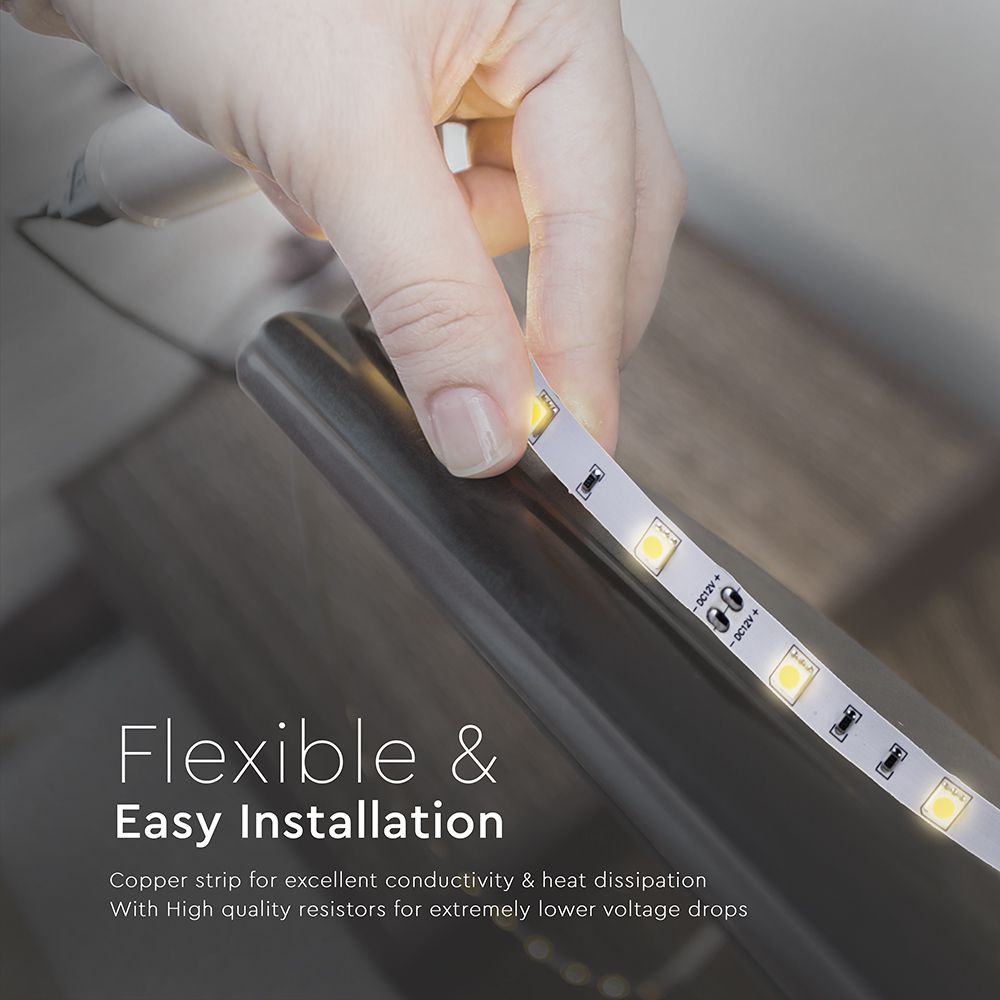 Strip LED SMD5050 6W/m 5m 30 LED/m 12V 3000K IP20 10mm img 2