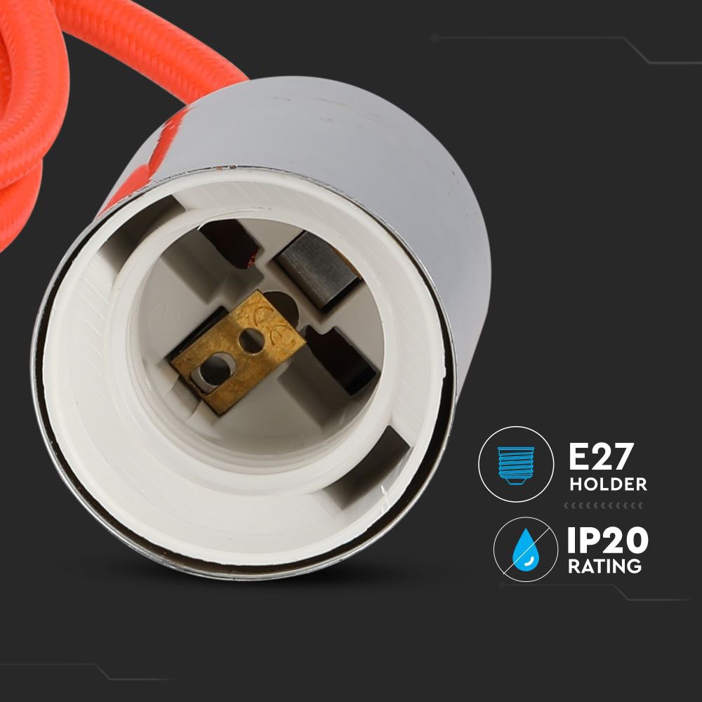 Lampadario con Portalampada Cromo Dome Arancione Chiaro Cavo img 1