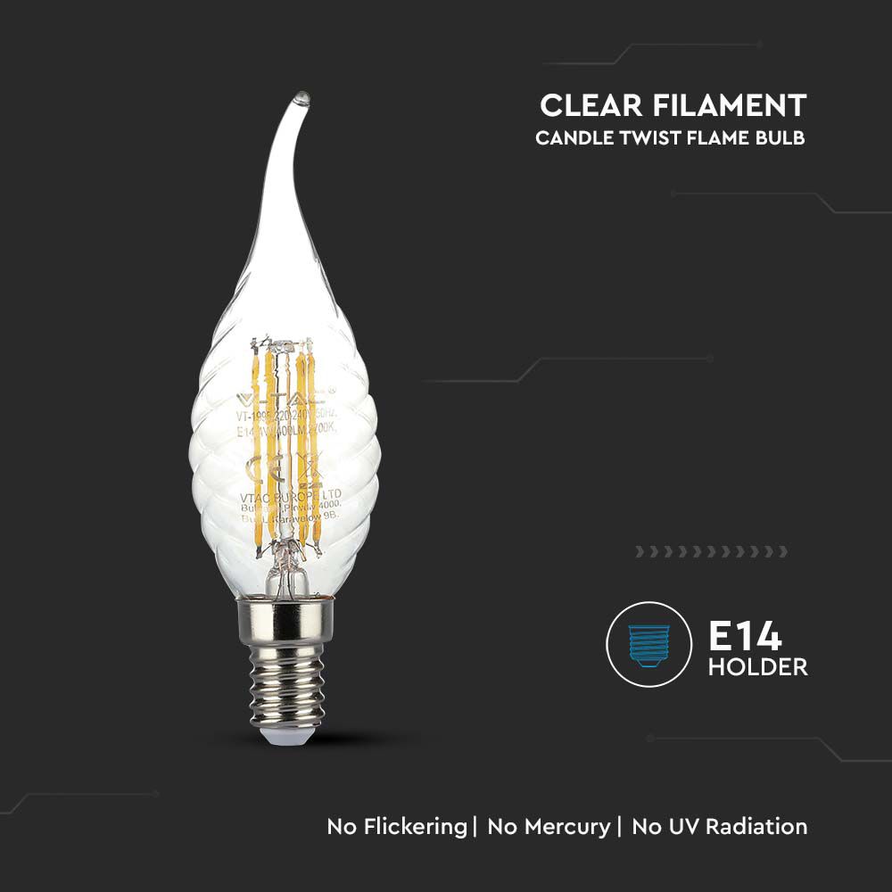 4W Filament E14 Twist Candle Tail 3000K